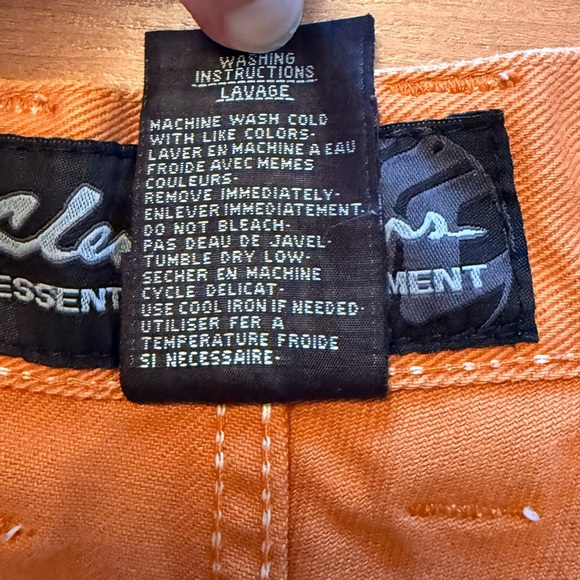 VTG Clench Jeans Mens Orange Denim Wide Baggy Skater 90s Y2K Tag Size 34x32 - Picture 6 of 16